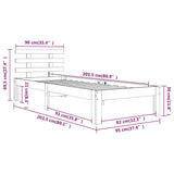 Bed Frame without Mattress White Solid Wood 90x200 cm 814740