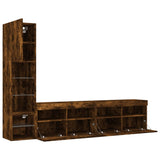4 Piece TV Wall Units with LED Smoked Oak Engineered Wood 3216715