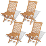 Folding Chair Set of 4 Natural Teak Solid Teak Wood Standard 43040