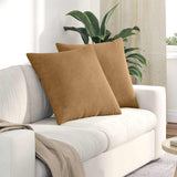 Sofa Pillows 2 pcs Brown 80 x 80 cm Corduroy Fabric 42014065