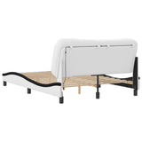 Bed Frame with LED without Mattress "Hvar" White and Black 120x200 cm 3213926