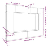 ZNTS 6 Piece TV Cabinet Set Grey Sonoma Engineered Wood 3114468