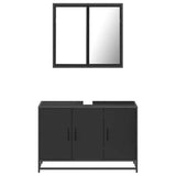 ZNTS 2 Piece Bathroom Furniture Set Black Engineered Wood 3300890