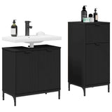 Bathroom Furniture Set 2 pcs Black Engineered Wood and Metal 3393094