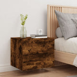 ZNTS Wall-mounted Bedside Cabinet with LED Lights Smoked Oak 836820