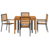 Garden Dining Set 5 pcs Black Solid Acacia Wood 3365532