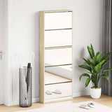 Shoe Cabinet 5-Layer Mirror Oak 63x17x169.5 cm 273937