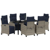 Garden Dining Set with Cushion 7 pcs Grey Poly Rattan 3380474