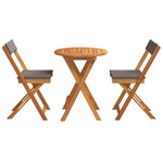 Garden Bistro Set with Cushion 3 pcs Brown Solid acacia wood 4105502