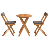 Garden Bistro Set with Cushion 3 pcs Brown Solid acacia wood 4105502