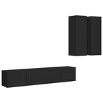ZNTS 4 Piece TV Cabinet Set Black Engineered Wood 3078791