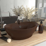 Luxury Basin Overflow Oval Matt Dark Brown 58.5x39 cm Ceramic 146940