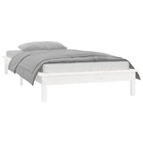 LED Bed Frame without Mattress White 90x190 cm Single Single Solid Wood 820637