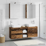 Bathroom Furniture Set 5 pcs Old Wood Engineered Wood and Glass 3406837
