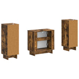 2 Piece Bathroom Cabinet Set EDE Smoked Oak Engineered Wood 3417986