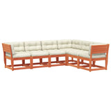 6 Piece Garden Sofa Set with Cushions Wax Brown Solid Wood Pine 3217022