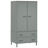Wardrobe with Metal Legs Grey 90x55x172.5 cm Solid Wood OSLO 350989