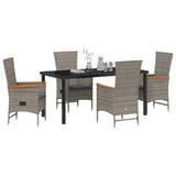 Garden Dining Set with Cushion 5 pcs Grey Poly Rattan 3379446