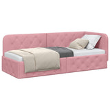 Corner Bed Frame with Headboard Pink 80 x 200 cm Velvet 42016516