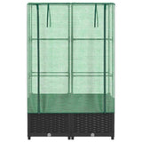 Raised Bed with Greenhouse Cover Rattan Look 80x40x138 cm 4015814