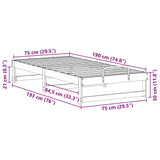 Bed Frame White 75 x 190 cm Solid Pine Wood 873155