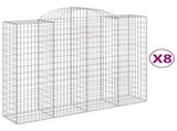 Arched Gabion Baskets 8 pcs 200x50x160/180 cm Galvanised Iron 3146389