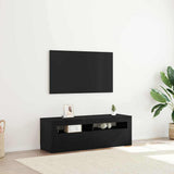 TV Cabinet with LED Black Oak 120 x 35 x 40 cm Engineered Wood 862559