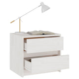 ZNTS Bedside Cabinet White 40x30.5x35.5 cm Solid Pine Wood 808075