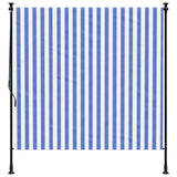Outdoor Roller Blind Blue and White 200x270 cm Fabric&Steel 368767