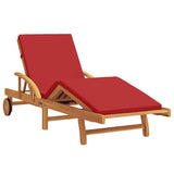 Sun Lounger Reclining Red 200 x 67 x 84cm Solid Acacia wood 4105531