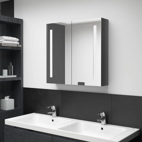 ZNTS LED Bathroom Mirror Cabinet Shining Grey 62x14x60 cm 326521