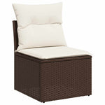 2 Piece Garden Sofa Set with Cushions Brown Poly Rattan Acacia 3325239