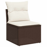 2 Piece Garden Sofa Set with Cushions Brown Poly Rattan Acacia 3325239