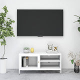 TV Cabinet White 90x30x44 cm Steel and Glass 336056