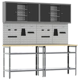 Work Bench Set with Shelf with Storage 8 pcs Grey Steel 3321502