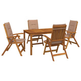 5-Piece Garden Dining Set Natural Solid Acacia Wood 3434557