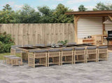 17 Piece Garden Dining Set with Cushions Mix Beige Poly Rattan 3211728