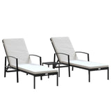 Sun Loungers 2 pcs with Table Poly Rattan Black 317643