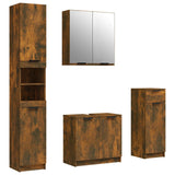 4 Piece Bathroom Cabinet Set Smoked Oak Engineered Wood 3115889