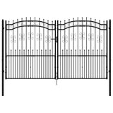 Fence Gate Kampen with Spear Top Black 302x172 cm Steel 151098