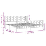 Metal Bed Frame without Mattress with Footboard White 193x203cm 374510