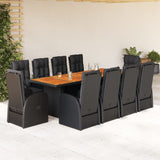 Garden Dining Set Black Poly Rattan 10-seater Removable Covers 3277652