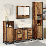 Bathroom Furniture Set with Door 3 pcs Old Wood Engineered Wood 3402485