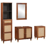Bathroom Cabinet 4 pcs Brown and Black Solid Mango Wood 3310173