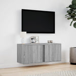 ZNTS TV Wall Cabinet with LED Lights Grey Sonoma 80x31x35 cm 852262