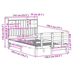 Bookcase Bed without Mattress 135x190 cm Double Solid Wood Pine 3322786