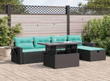 6 Piece Garden Sofa Set with Cushions Grey Poly Rattan Acacia 3327847