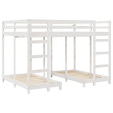 Triple Bunk Bed Frame White 140 x 200 cm Solid Pine Wood 3414565