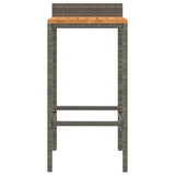Bar Stools 4 pcs Grey Poly Rattan and Solid Wood Acacia 362605