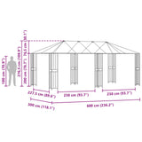 Gazebo Frame 6 x 3 m Black Steel 3375981